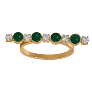 DI VERDE Ring no3 crafted diamond and natural malachite gemstone