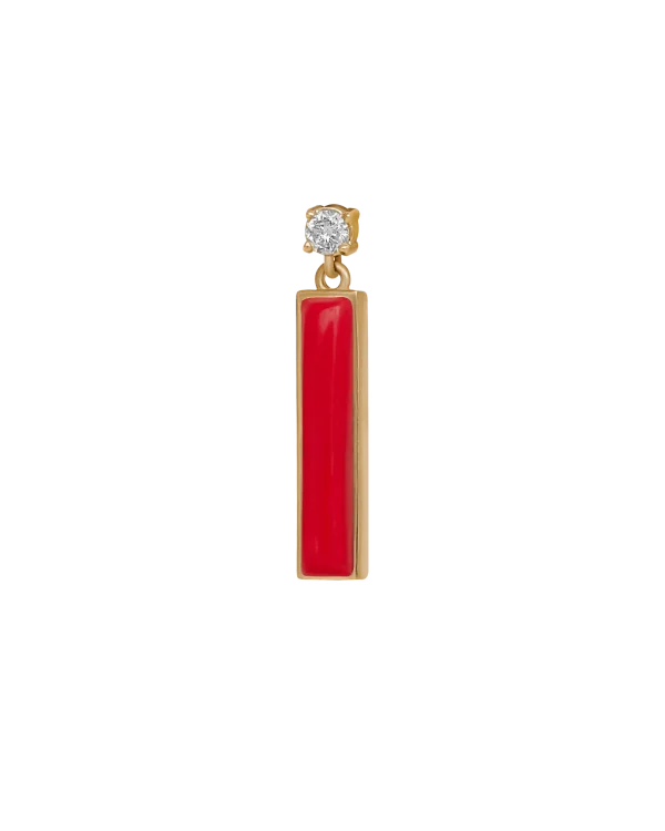 DI PAROSSO Short red piece earring yellow gold